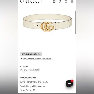 Gucci Women's Ivory Belt with Gold GG Buckle
